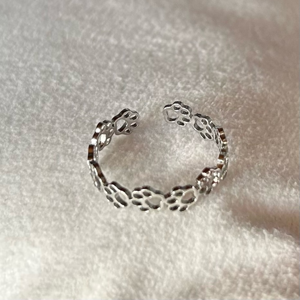 Paw Print Silhouette ~ Adjustable Ring ~ Stainless Steel ~ Brand New!